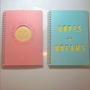 Set of 2 Pastel Pink and Blue Spiral Notebooks